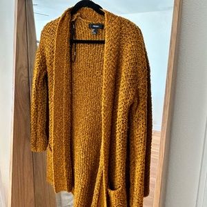 Cozy, forever 21, cardigan, mustard, long